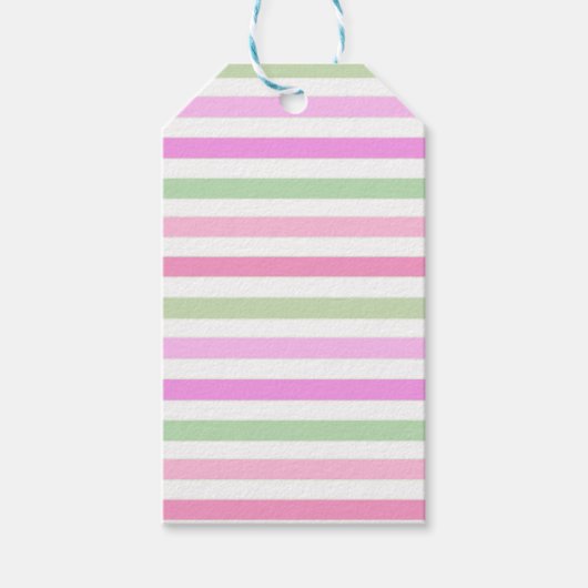 Stripes, roze, groen cadeaulabel (Voorkant)