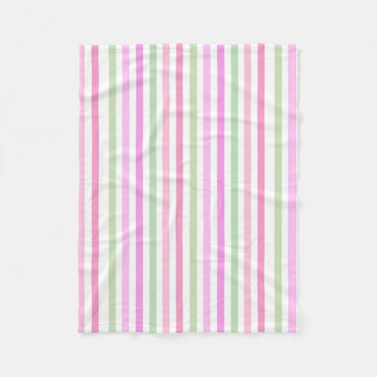 Stripes, roze, groen fleece deken (Voorkant)