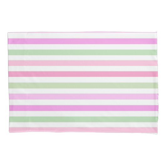 Stripes, roze, groen kussensloop (Voorkant)