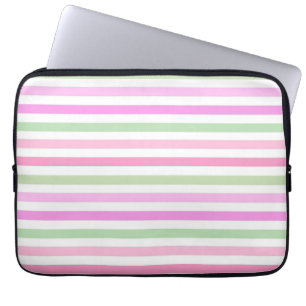 Stripes, roze, groen laptop sleeve