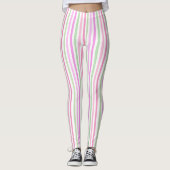 Stripes, roze, groen leggings (Voorkant)