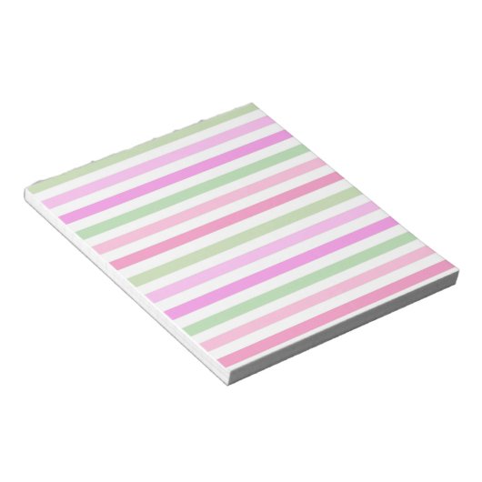 Stripes, roze, groen notitieblok (Schuin)