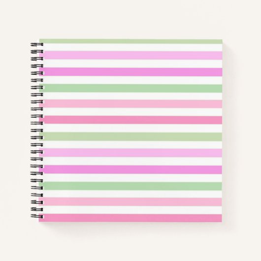 Stripes, roze, groen notitieboek (Voorkant)