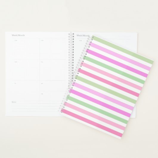 Stripes, roze, groen planner (Display)