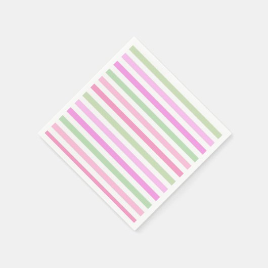 Stripes, roze, groen servet (Hoek)