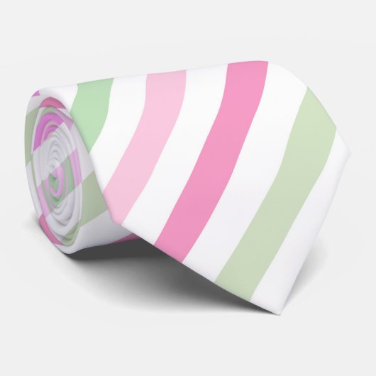 Stripes, roze, groen stropdas (Opgerold)