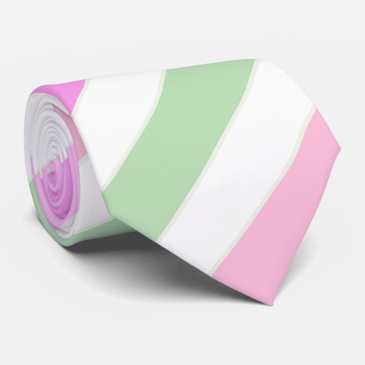 Stripes, roze, groen stropdas (Opgerold)