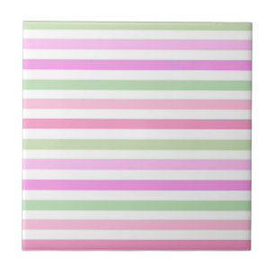 Stripes, roze, groen tegeltje