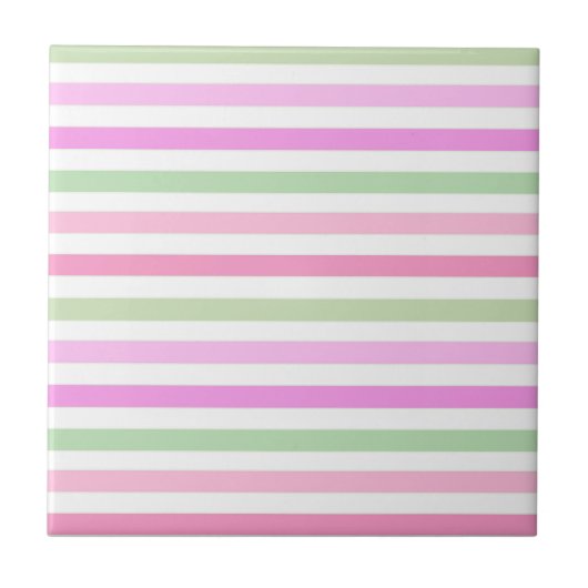 Stripes, roze, groen tegeltje (Voorkant)