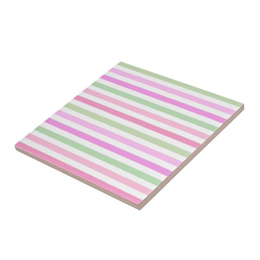 Stripes, roze, groen tegeltje (Zijkant)