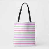 Stripes, roze, groen tote bag (Voorkant)