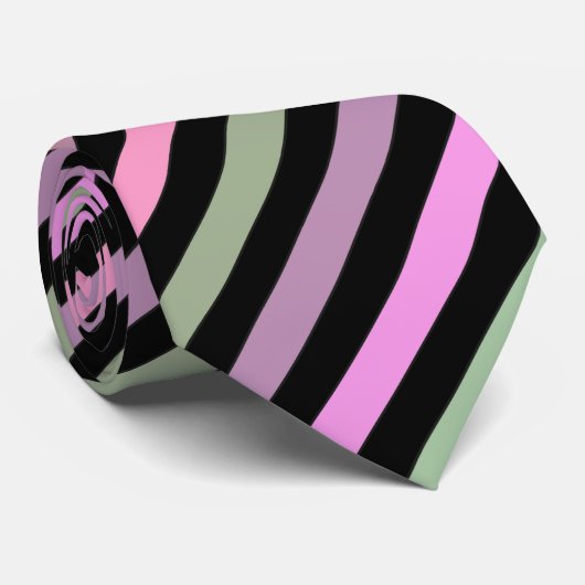 Stripes, roze, groene stropdas (Opgerold)