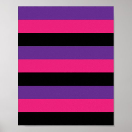 Stripes Roze Paars Zwart  Poster (Voorkant)