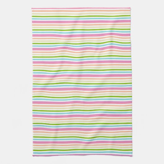 Stripes roze rode, blauwe groene kleuren rendy theedoek (Verticaal)