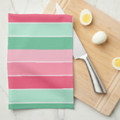 Stripes roze rode blauwe groene kleuren Trendy Ele Theedoek (Quarter Fold)