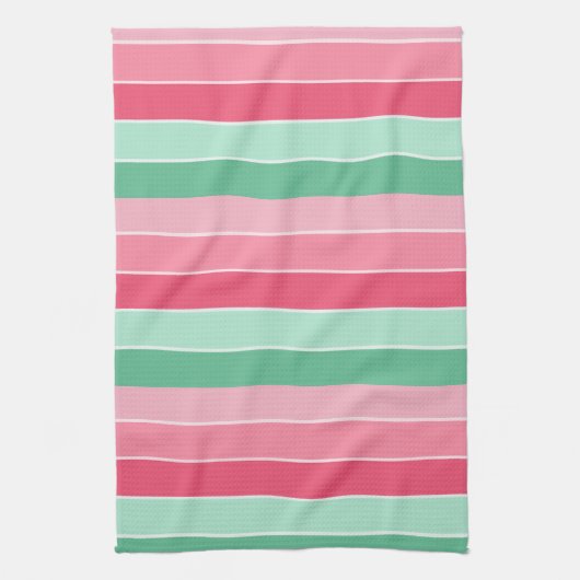 Stripes roze rode blauwe groene kleuren Trendy Ele Theedoek (Verticaal)