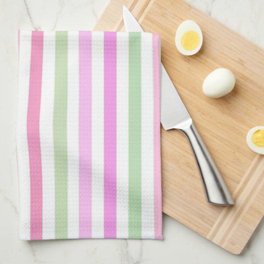 Stripes, roze theedoek (Quarter Fold)