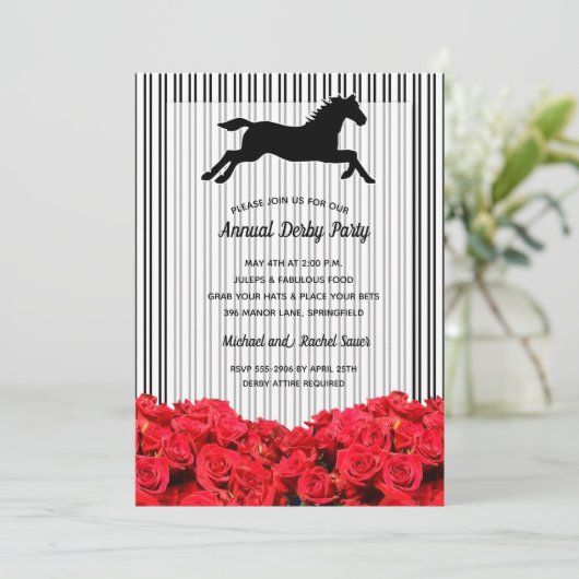 Stripes Rozen Derby Horse Racing Party (Staand voorkant)