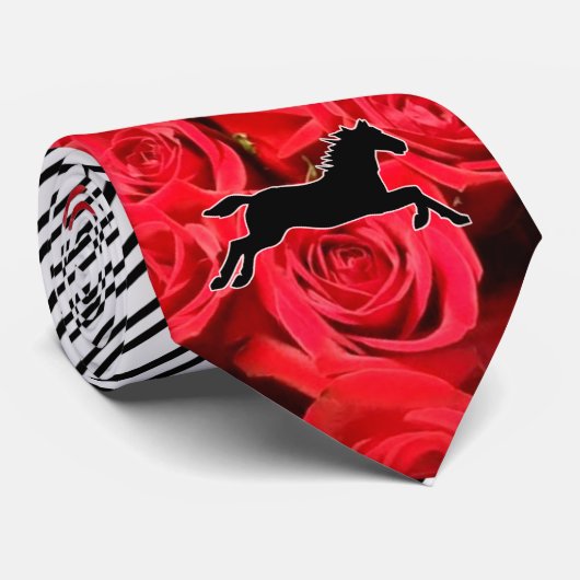 Stripes Rozen Derby Horse Racing Stropdas (Opgerold)