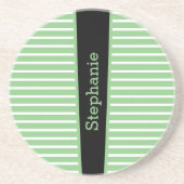 Stripes Sage Green Black White — aangepaste naam C Zandsteen Onderzetter (Voorkant)