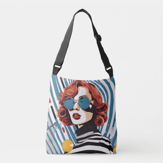 Stripes & Shades Pop Art Statement Canvas tas (Voorkant)