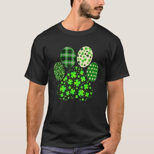 Stripes Shamrock Leopard Plaid Paw St Patricks Day T-shirt (Voorkant)