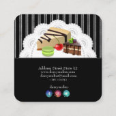 Stripes Silver Black Lace en Cakes Vierkante Visitekaartje (Achterkant)