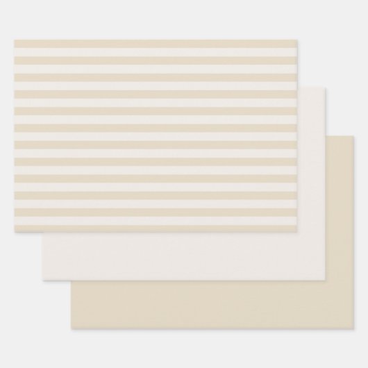 Stripes & Solid Beige Ivoor Wrapping Papier Bladen Inpakpapier Vel (Set)