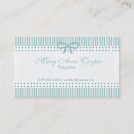 Stripes Stippen Cute Babysitter Delicate Blue Bow Visitekaartje