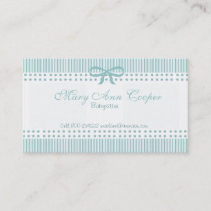 Stripes Stippen Cute Babysitter Delicate Blue Bow Visitekaartje