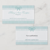 Stripes Stippen Cute Babysitter Delicate Blue Bow Visitekaartje (Voorkant / Achterkant)