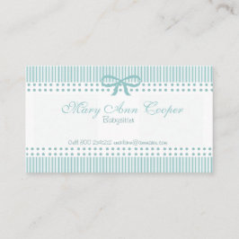 Stripes Stippen Cute Babysitter Delicate Blue Bow Visitekaartje