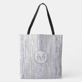 Stripes Stippen Silver White Grey Pattern Monogram Tote Bag (Voorkant)