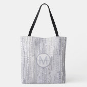 Stripes Stippen Silver White Grey Pattern Monogram Tote Bag (Achterkant)