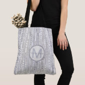 Stripes Stippen Silver White Grey Pattern Monogram Tote Bag (Dichtbij)