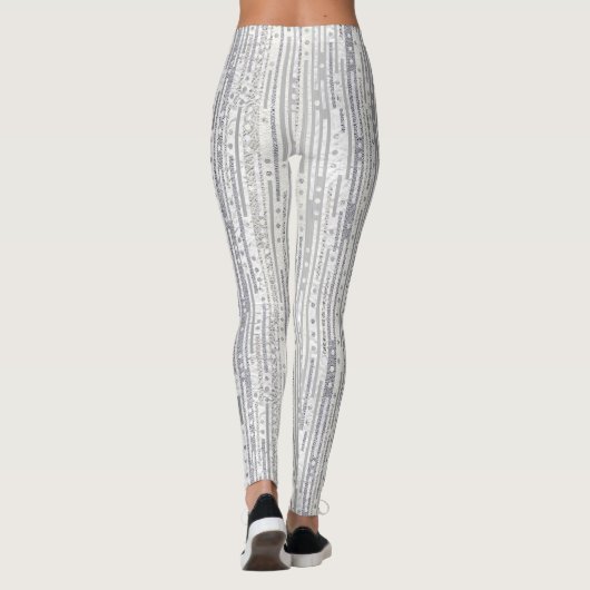 Stripes Stippen Silver White Optionele monogram Gl Leggings (Achterkant)