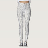 Stripes Stippen Silver White Optionele monogram Gl Leggings (Voorkant)