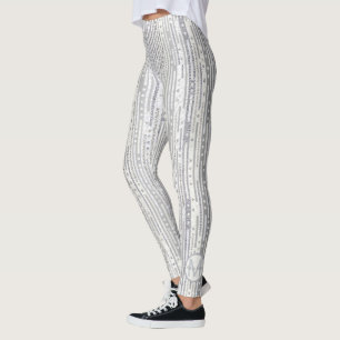 Stripes Stippen Silver White Optionele monogram Gl Leggings