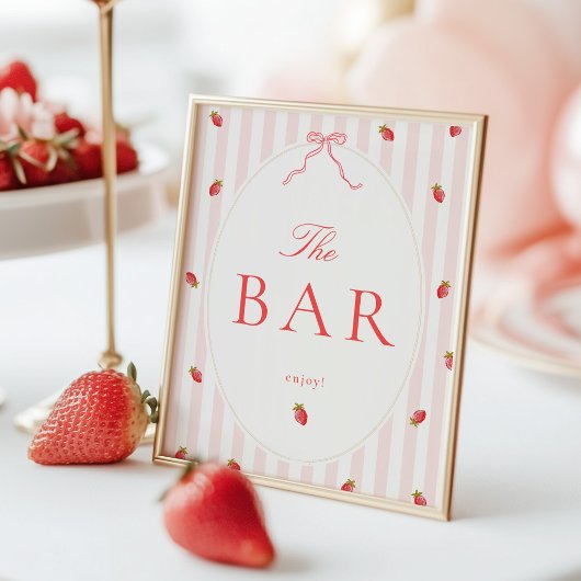 Stripes & Strawberries BAR Tafelkaart Poster