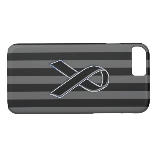 Stripes Style Black Ribbon Awareness Case-Mate iPhone Case (Achterkant (Horizontaal))