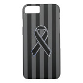 Stripes Style Black Ribbon Awareness Case-Mate iPhone Case (Achterkant)