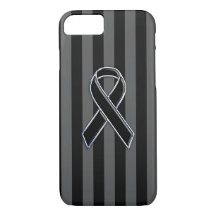 Stripes Style Black Ribbon Awareness Case-Mate iPhone Case
