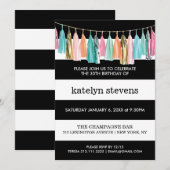 Stripes Tassel Garland Birthday Party Invitation Kaart (Voorkant / Achterkant)