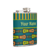 Stripes, tribaal patroon, Blauwgroen: stijlvolle h Heupfles (Rechts)