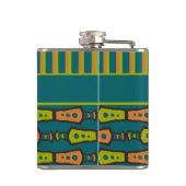 Stripes, tribaal patroon, Blauwgroen: stijlvolle h Heupfles (Achterkant)