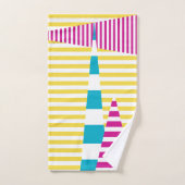 Stripes — Turquoise, Geel en Roze Bad Handdoek (Handdoek)