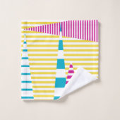 Stripes — Turquoise, Geel en Roze Bad Handdoek (Wasdoekje)