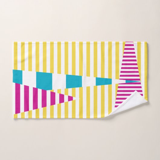 Stripes — Turquoise, Geel en Roze Bad Handdoek (Handdoek)