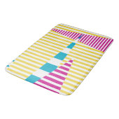Stripes — Turquoise, Geel en Roze Badmat (Gekanteld)
