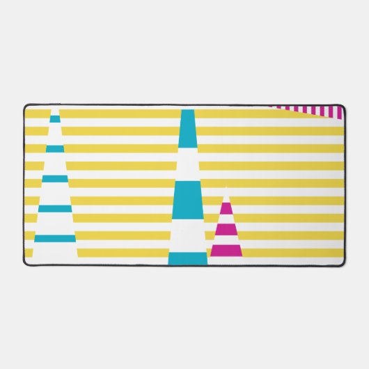Stripes — Turquoise, Geel en Roze Bureaumat (Voorkant)
